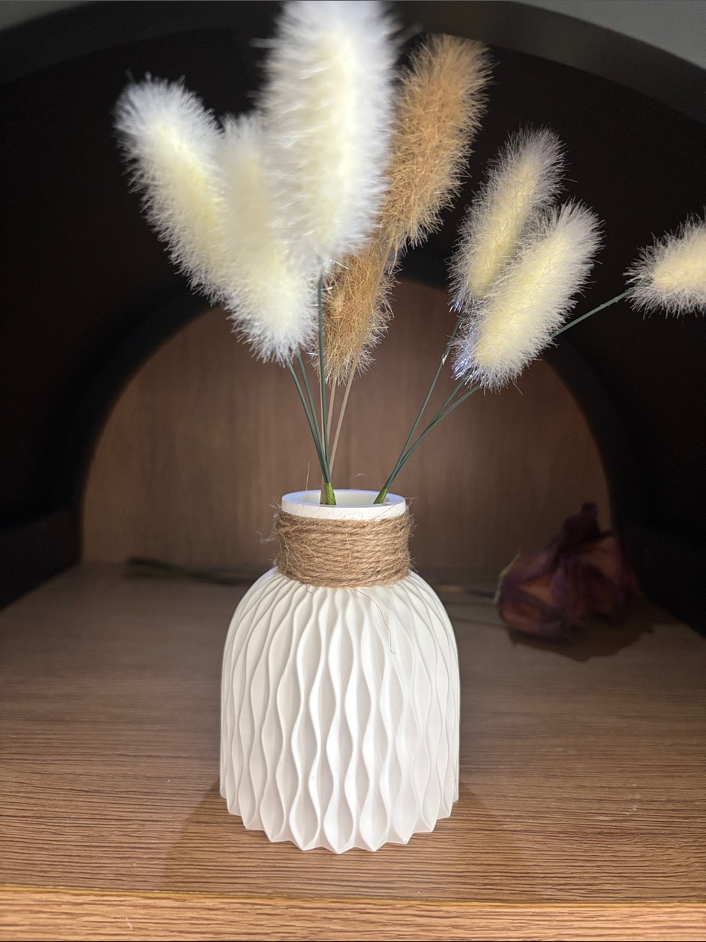 Hand Crafted MINI White Textured Ceramic Vase with Twine Neck